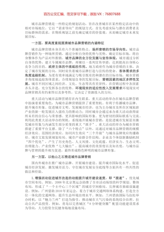 商务局长关于城市品牌营销研讨发言材料.docx
