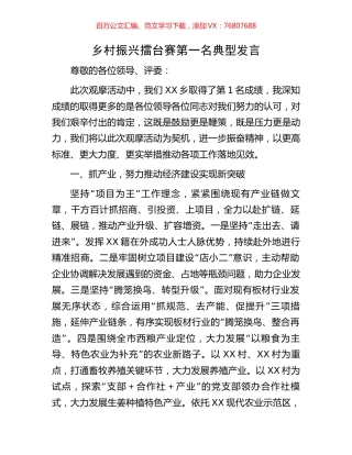 乡村振兴擂台赛第一名典型发言.docx