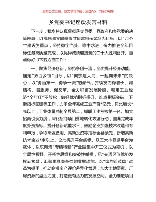 乡党委书记座谈发言材料.docx