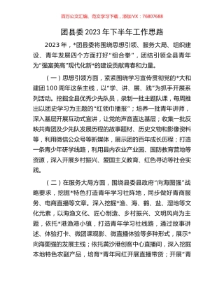 团县委2023年下半年工作思路.docx