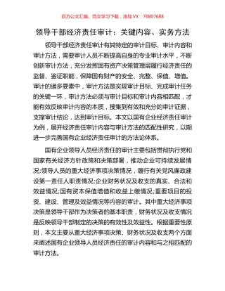 领导干部经济责任审计：关键内容、实务方法.docx