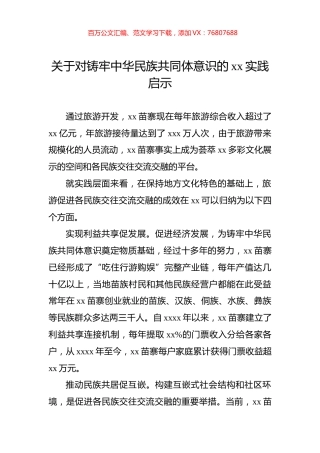 关于对铸牢中华民族共同体意识的xx实践启示.docx