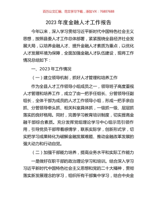 2023年度金融人才工作报告.docx