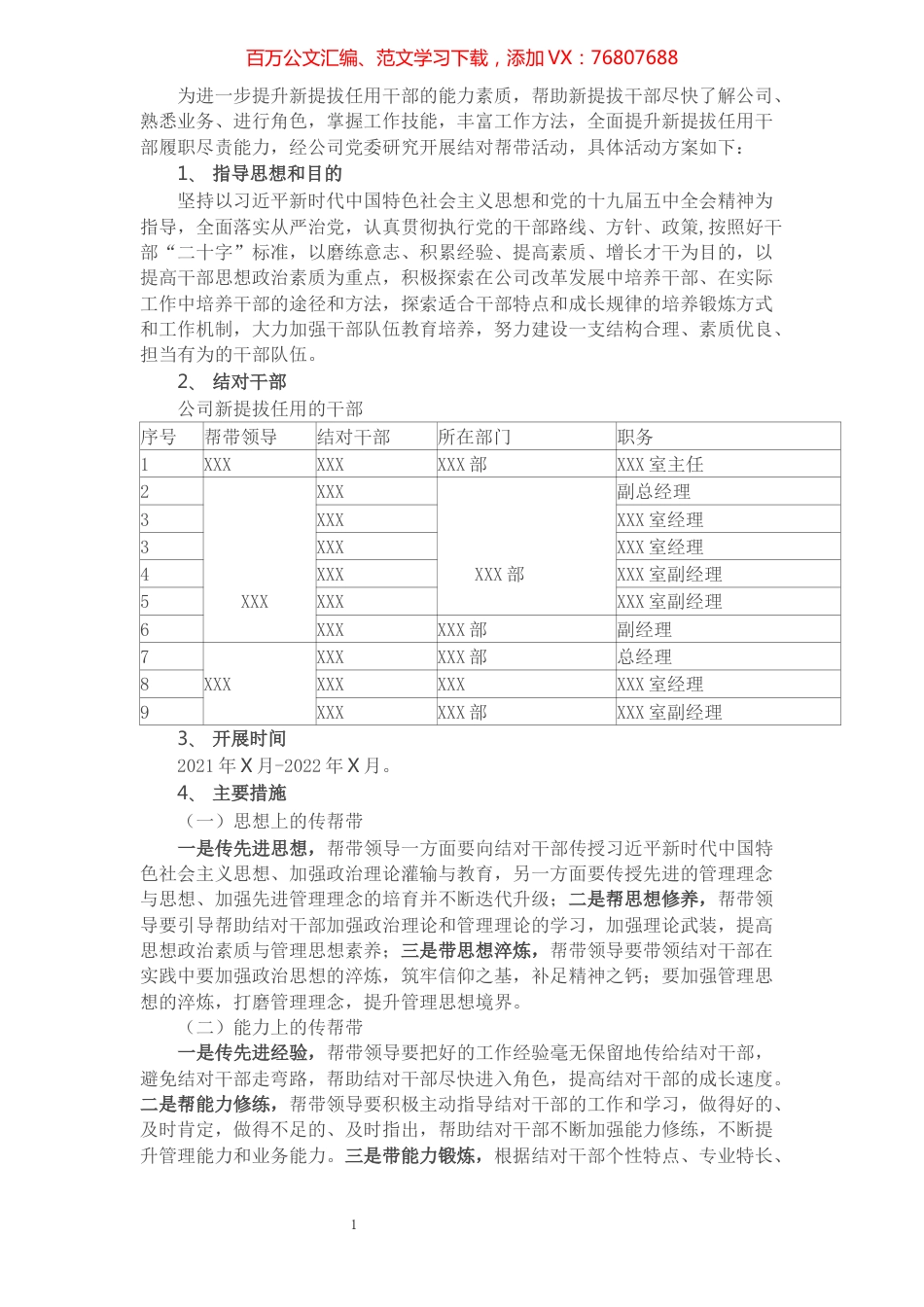 关于领导班子与新提拔任用干部结对帮带工作方案.docx_第1页