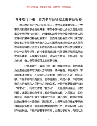 -青年理论小组：奋力书写新征程上的崭新答卷.docx