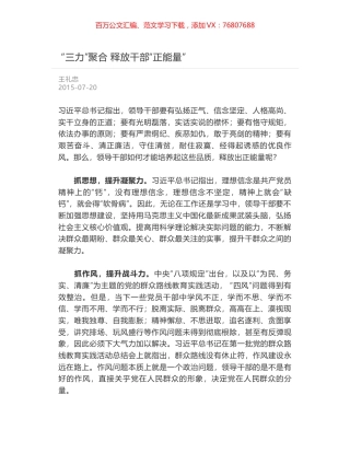 “三力”聚合 释放干部“正能量”.docx