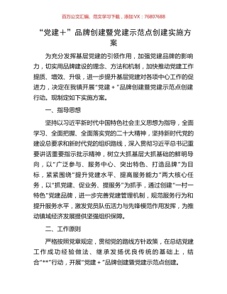 “党建＋”品牌创建暨党建示范点创建实施方案.docx