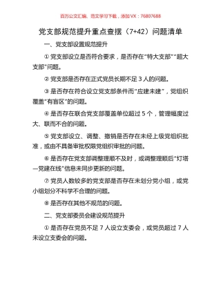 党支部规范提升重点查摆（7+42）问题清单.docx