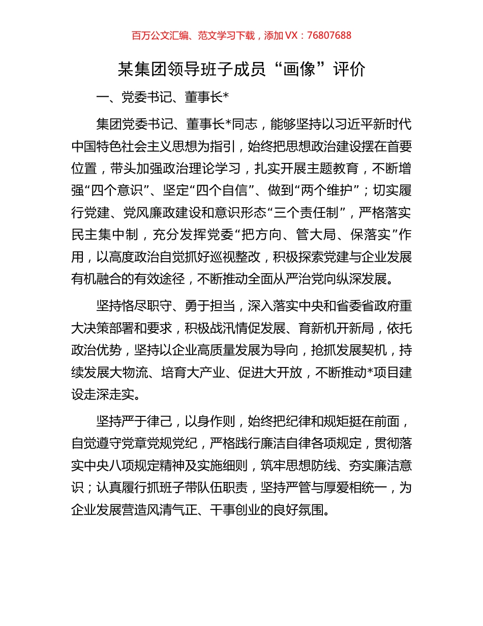 某集团领导班子成员“画像”评价.docx_第1页