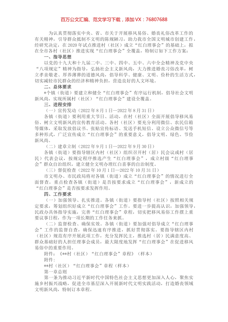 在全市各村（社区）倡导成立“红白理事会”工作方案.docx_第1页
