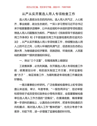 从严从实开展选人用人专项检查工作.docx