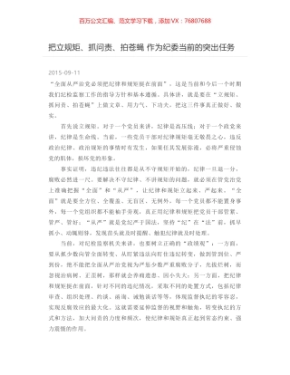 把立规矩、抓问责、拍苍蝇 作为纪委当前的突出任务.docx