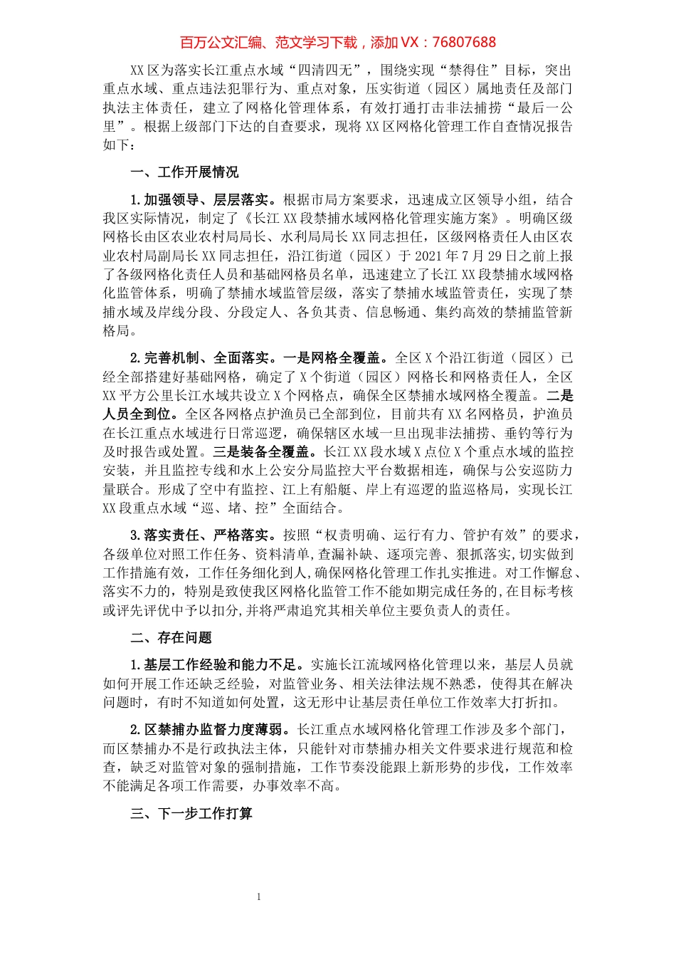 XX区长江重点水域网格化管理落实情况.docx_第1页