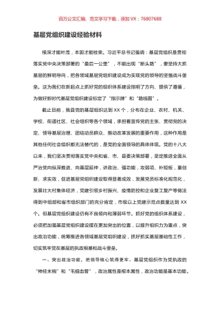 基层党组织建设经验材料.docx