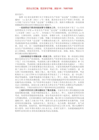 关于安全生产培训“走过场”专项整治工作进展情况的报告.docx