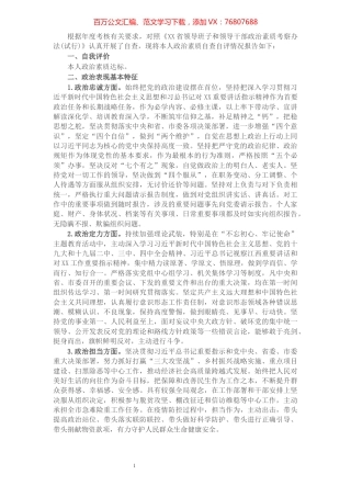 X市领导干部政治素质考察自评报告.docx
