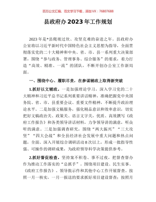 县政府办2023年工作规划.docx