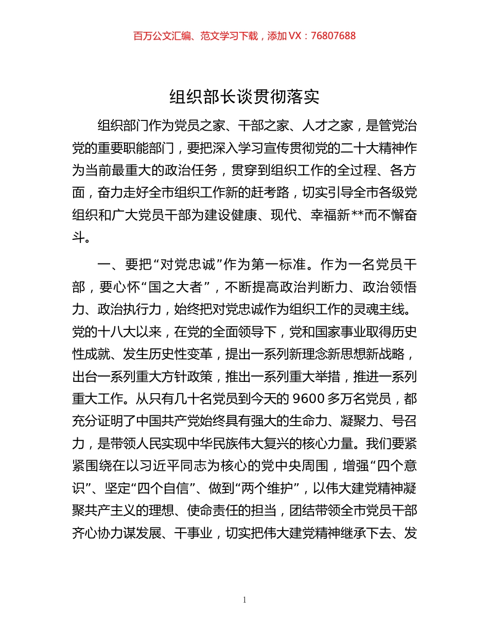 -组织部长谈贯彻落实.docx_第1页
