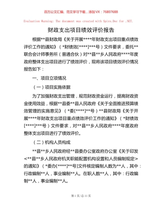 财政支出项目绩效评价报告.docx