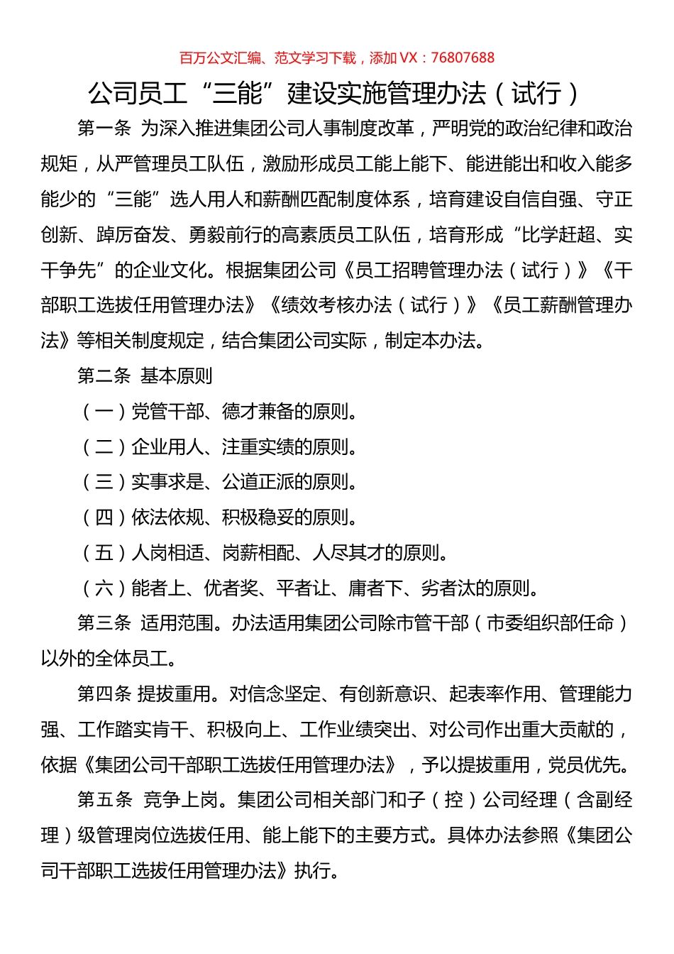 公司员工“三能”建设实施管理办法（试行）.docx_第1页