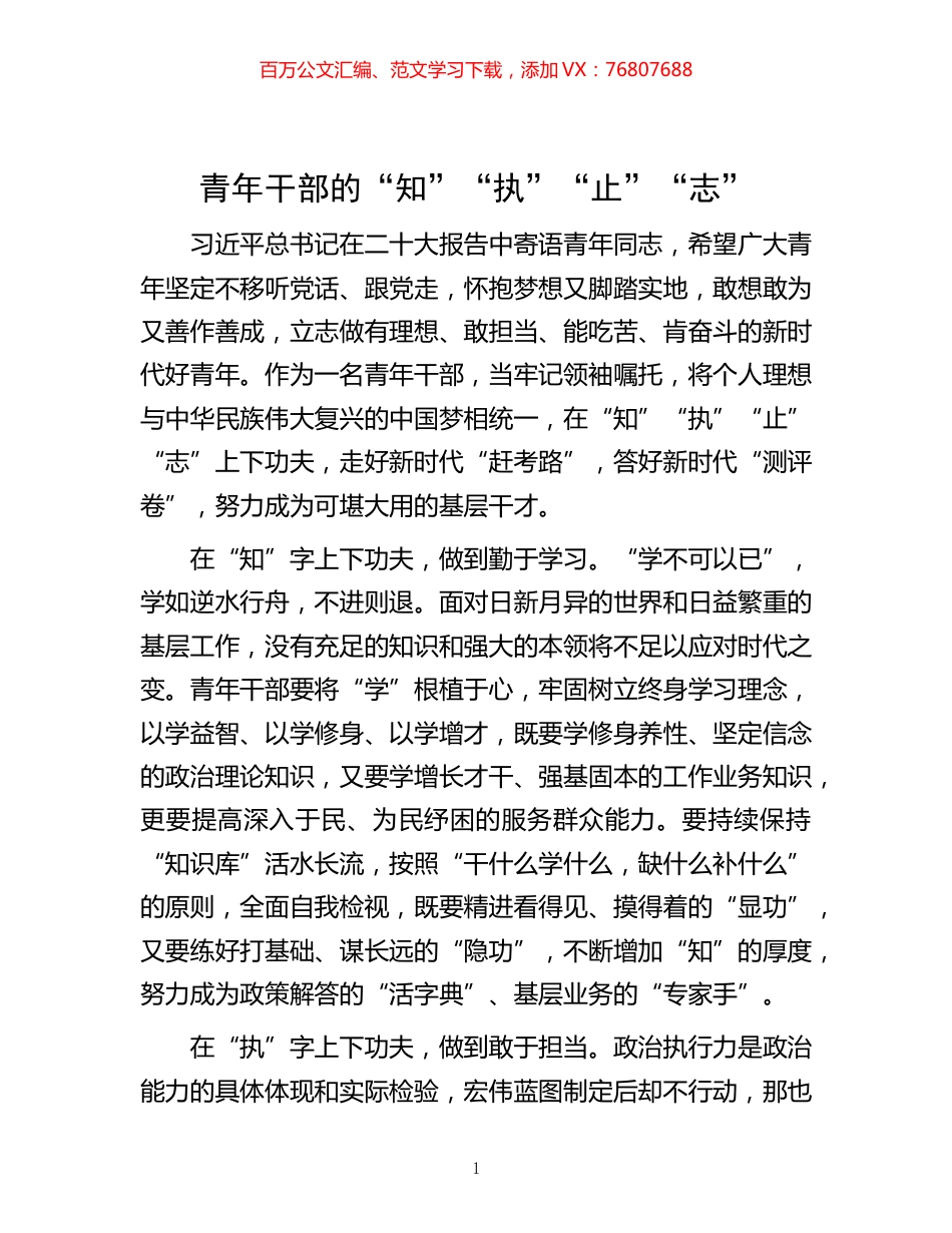 -青年干部的“知”“执”“止”“志”.docx_第1页