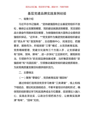 基层党建品牌实践案例经验.docx