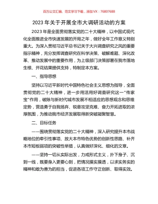 2023年关于开展全市大调研活动的方案.docx