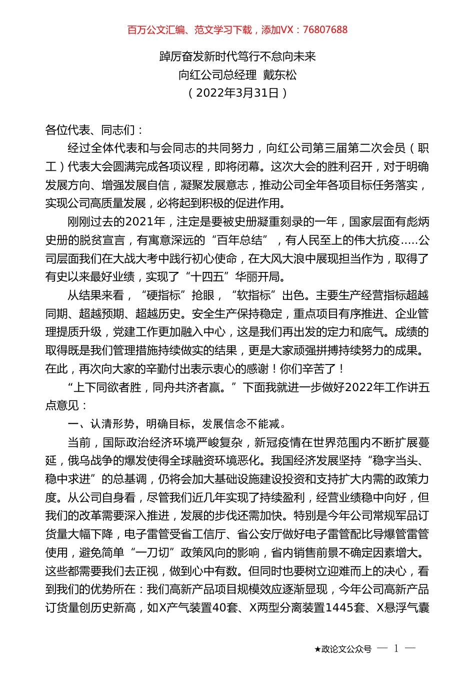 向红公司总经理戴东松：踔厉奋发新时代笃行不怠向未来.doc_第1页