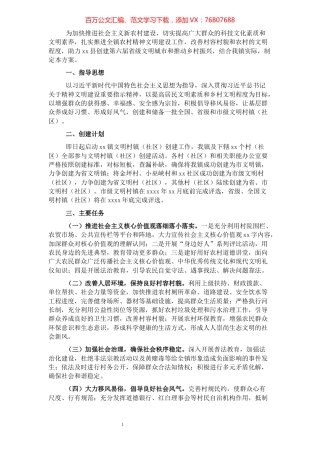 文明村镇（社区）创建工作实施方案（镇乡）.docx