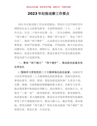 2023年纪检巡察工作要点.docx