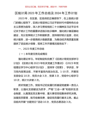 区统计局2023年工作总结及2024年工作计划.docx