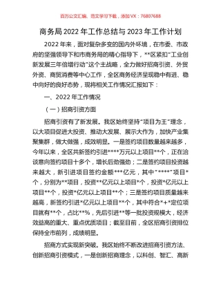 商务局2022年工作总结与2023年工作计划.docx