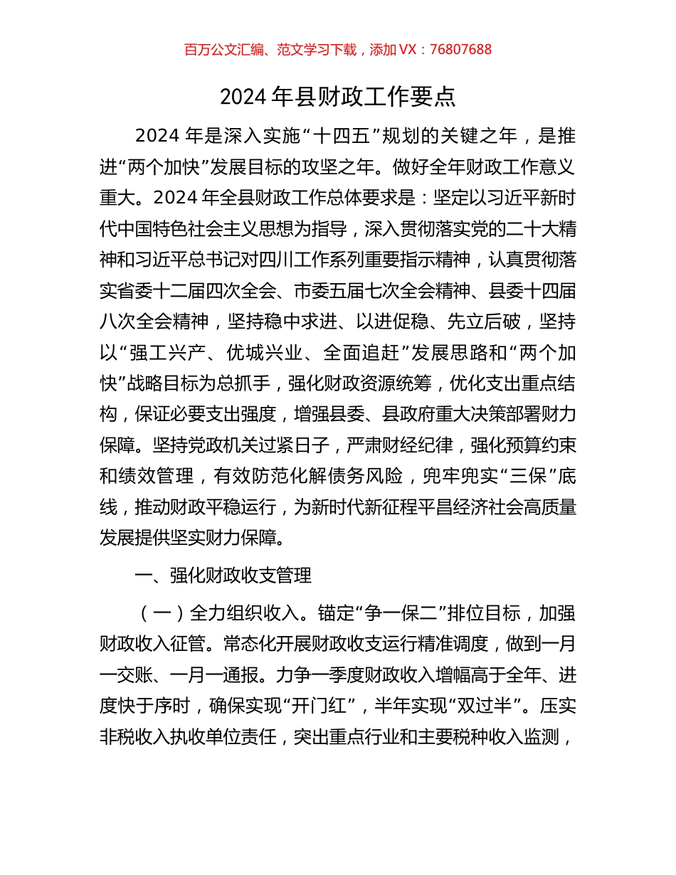 2024年县财政工作要点.docx_第1页
