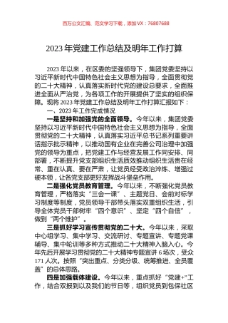 2023年党建工作总结及明年工作打算.docx