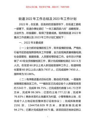 -街道2022年工作总结及2023年工作计划.docx