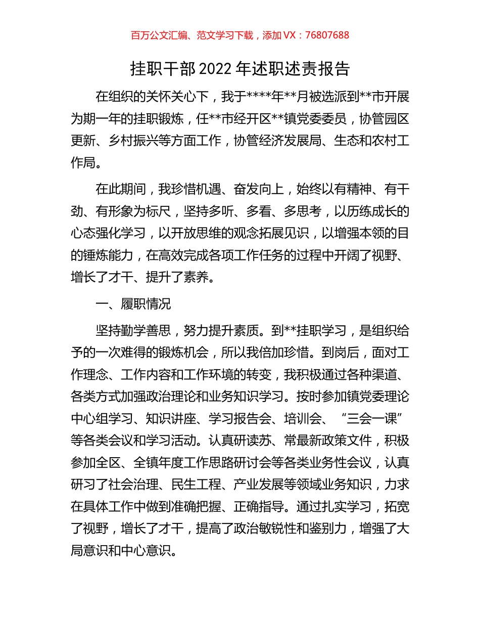 挂职干部2022年述职述责报告.docx_第1页