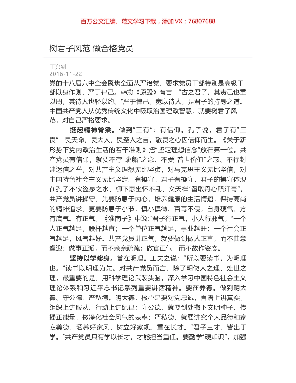 树君子风范 做合格党员.docx_第1页