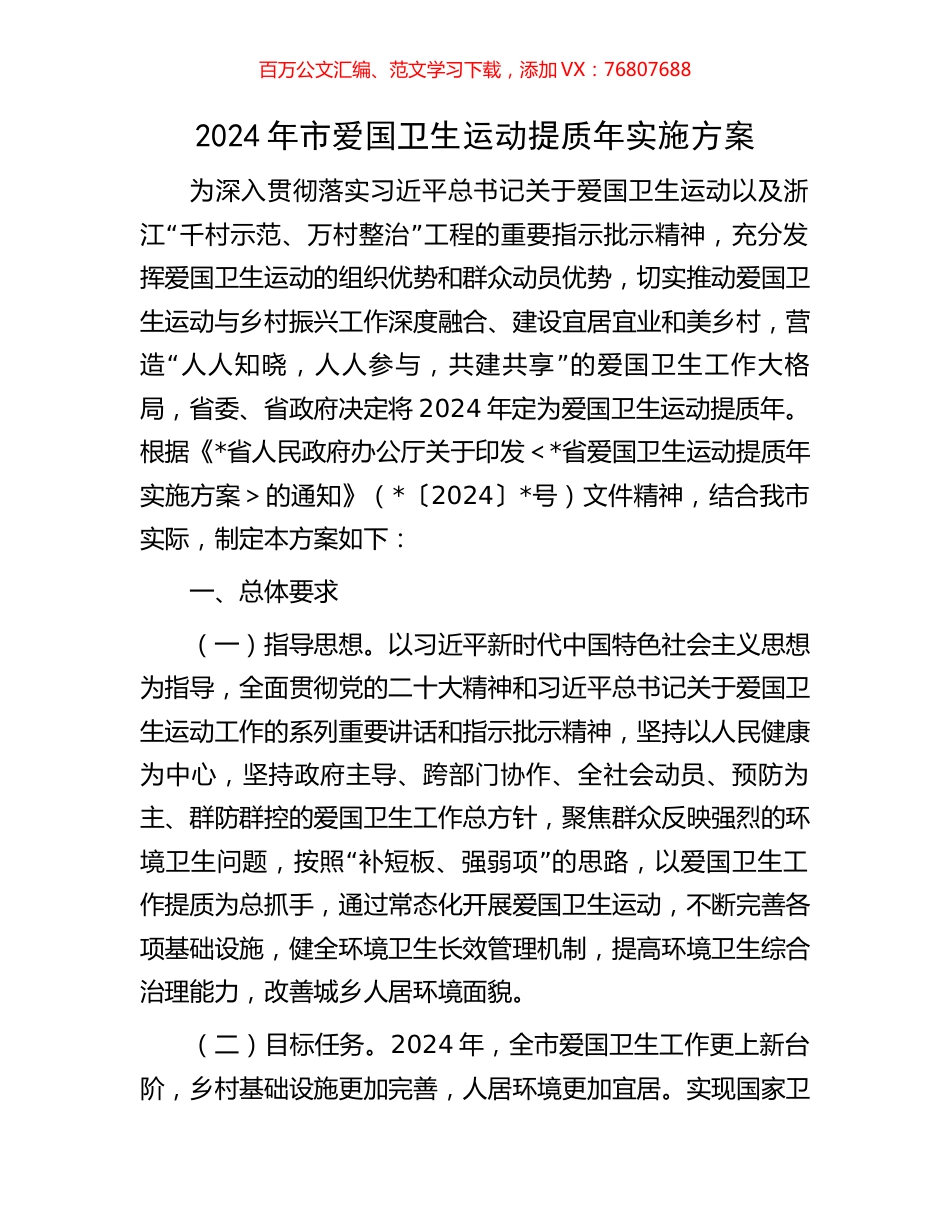 2024年市爱国卫生运动提质年实施方案.docx_第1页