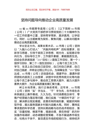 坚持问题导向推动企业高质量发展.docx