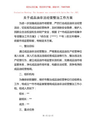 关于成品油非法经营整治工作方案.docx