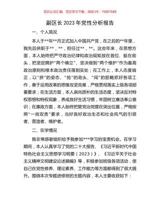 副区长2023年党性分析报告.docx