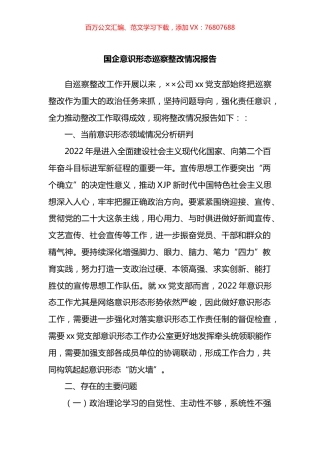 国企意识形态巡察整改情况报告.docx