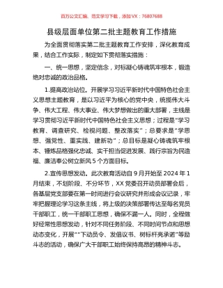 县级层面单位第二批主题教育工作措施.docx