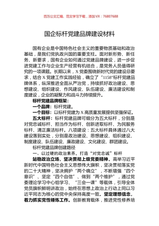 国企标杆党建品牌建设材料.docx
