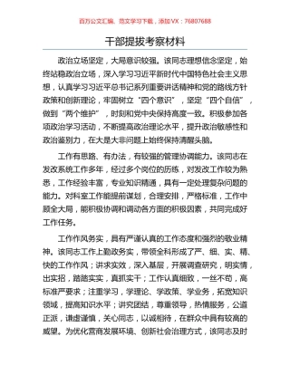 干部提拔考察材料.docx