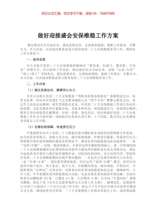 做好迎接盛会安保维稳工作方案.docx
