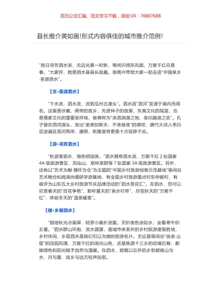 县长推介美如画-形式内容俱佳的城市推介范例-.docx