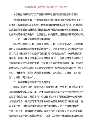 商务局意识形态工作责任制专项检查反馈意见整改报告.docx