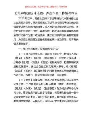 防范和惩治统计造假、弄虚作假工作情况报告.docx