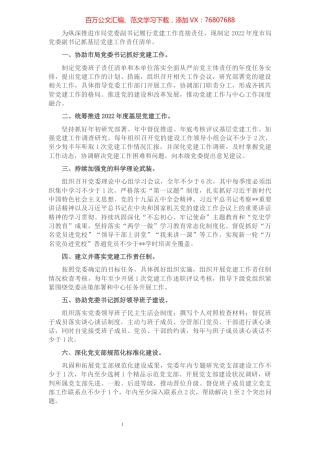 2022年度市局党委副书记抓基层党建工作责任清单.docx